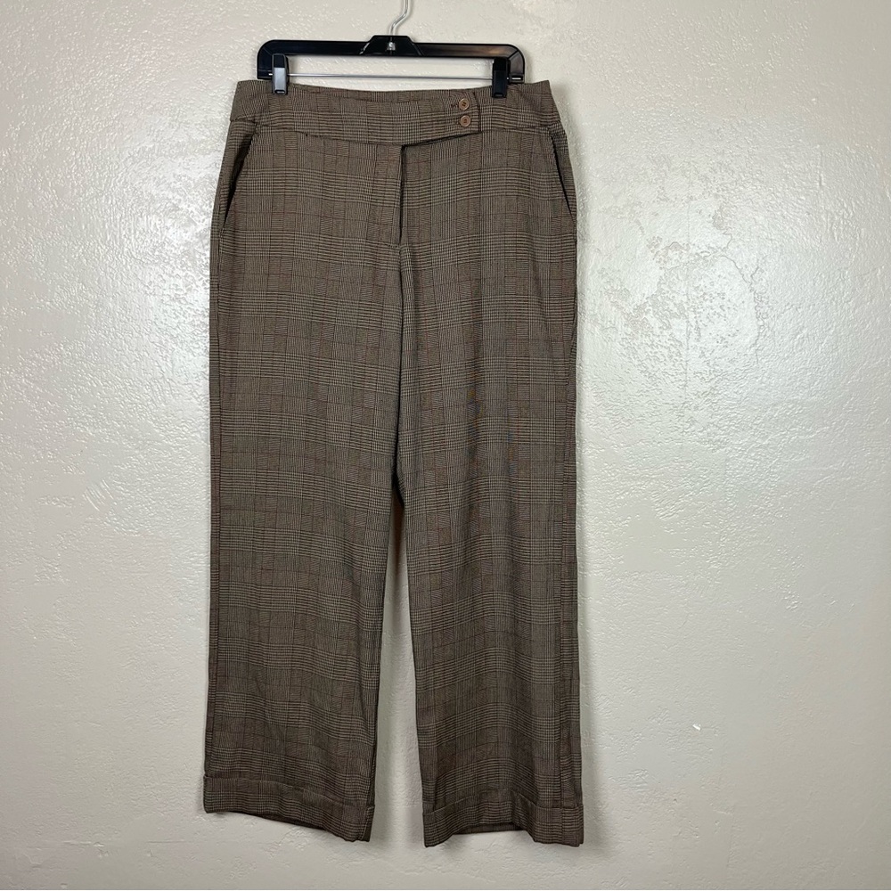 5 for $30 Ninety‎ women formal trouser multicolor plaid cuffed  dress pants Sz12